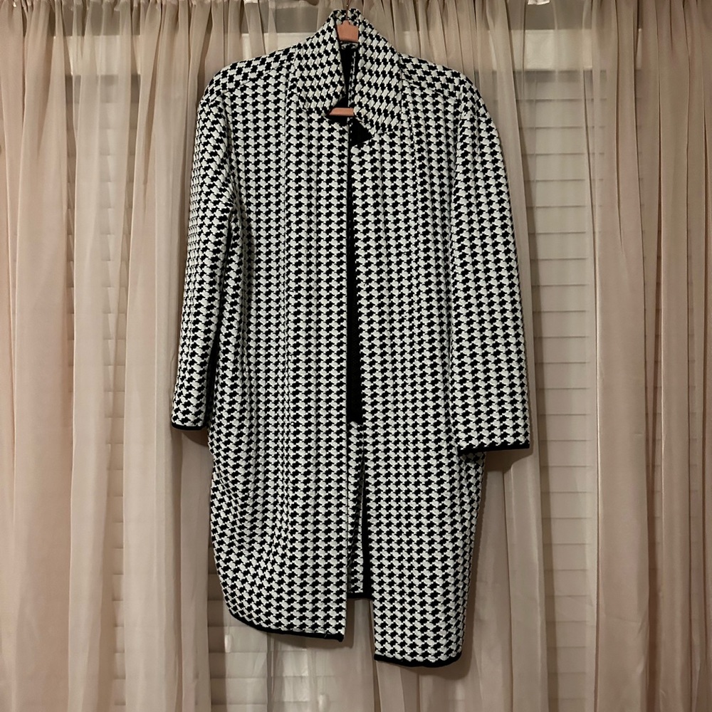 Black and White Mid length Jacket